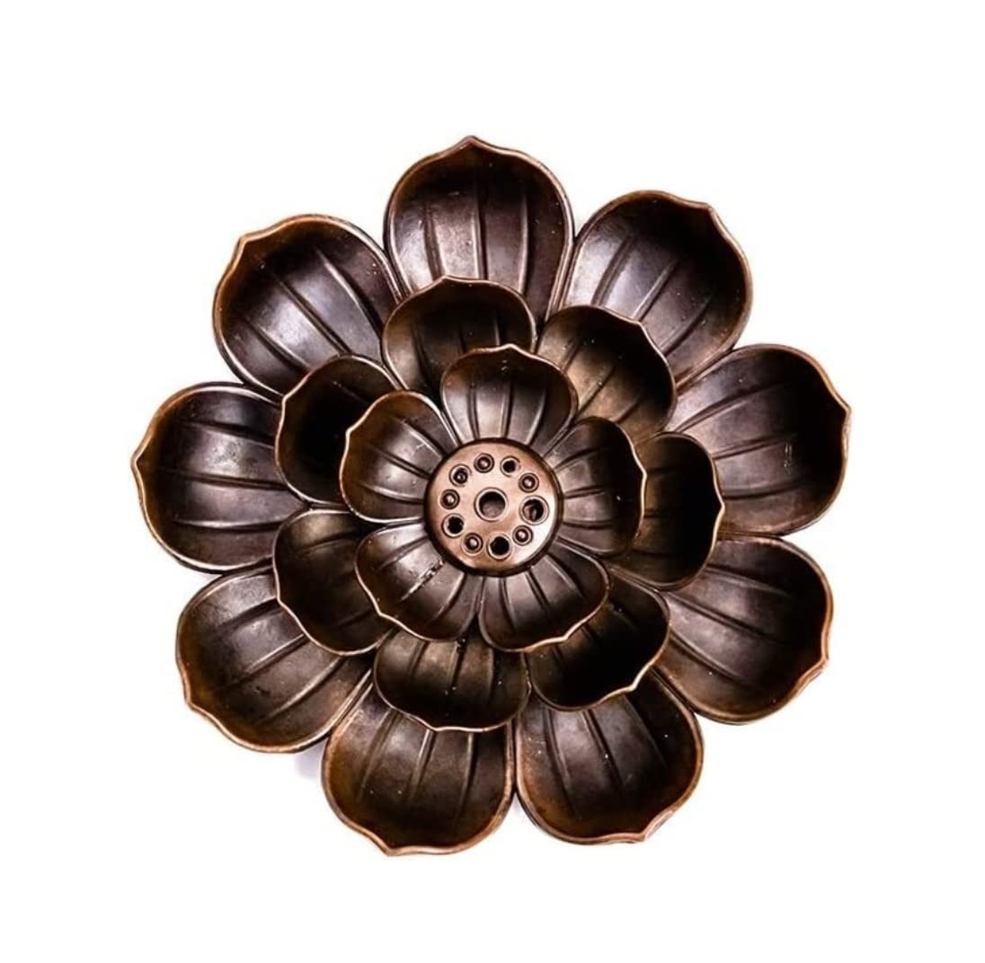 Räucherstäbchen Räuchergefäß Halter 2 X Lotus-Räucherstäbchen, Antikes Kupfer, Teezeremonie, Porös, Tan-Linie, Weihrauchbrenner, Räucherstäbchenhalter Für Buddha-Zen-Ofen Zuhause Büro Yoga