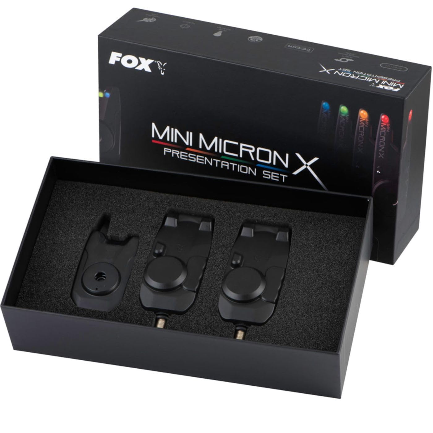 Fox Mini Micron X + Hardcases 2+1 - Funkbissanzeiger Set zum Karpfenangeln, Bissanzeigerset, Bissanzeiger für Karpfen