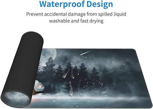 Miniatura 4 de Alfombrilla de mouse grande para juegos XL, bosque nocturno oscuro, alfombrilla de mouse de escritorio completo con base antideslizante, alfombrilla