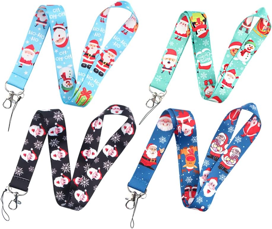 OSALADI 4pcs Christmas Neck Lanyards Useful Anti- Lost Mobile Phone Straps Christmas Santa Hanging Rope for for Women Men Teachers Teens Girls Boys