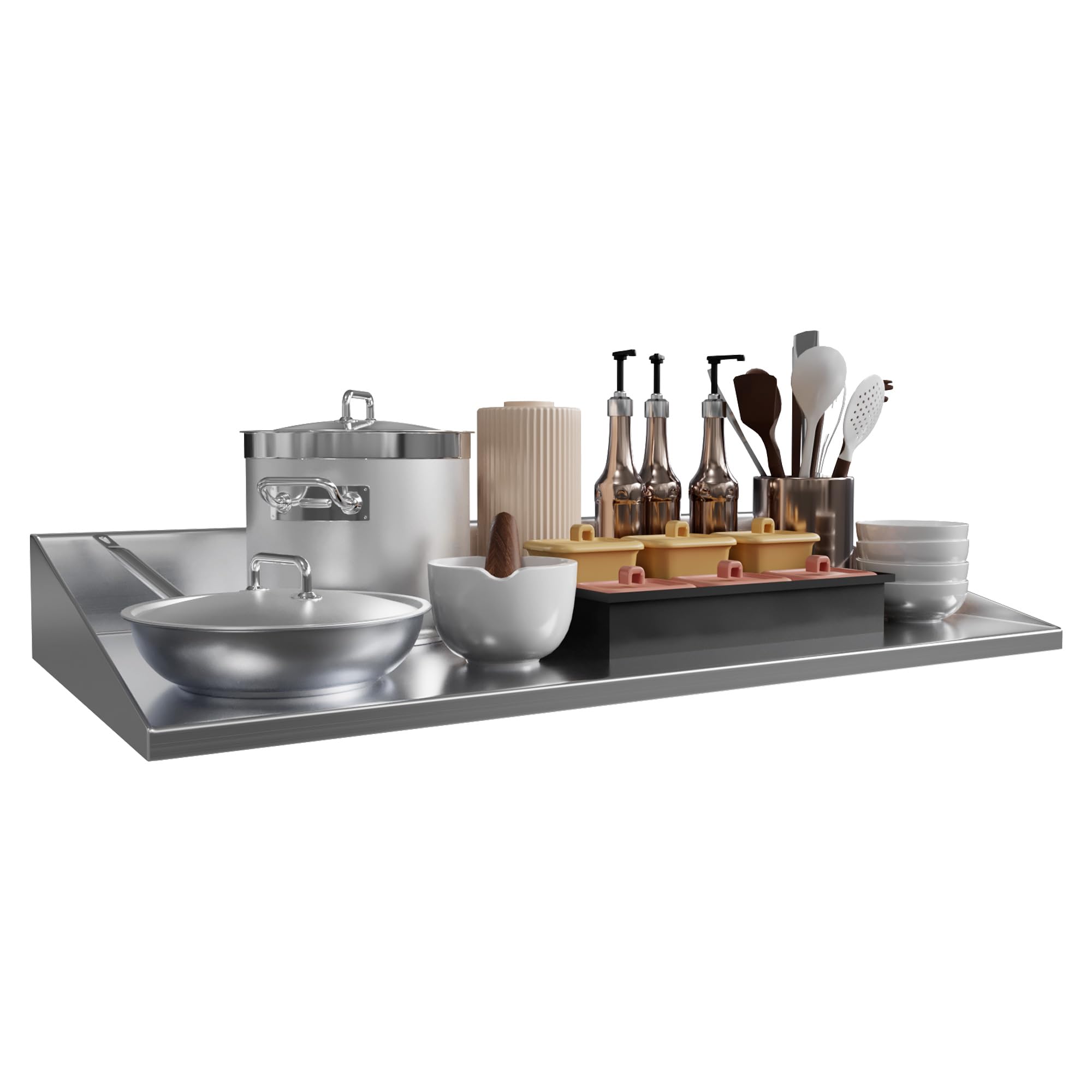 YITAHOME Stainless Steel Shelf 12 x 48 Inches, Wall Mount Metal Floating Sheld with Transparent Silicone Mat, NSF Commercial Kitchen Shelving Rack for Storage, Restaurant, Home, Hotel, Garage