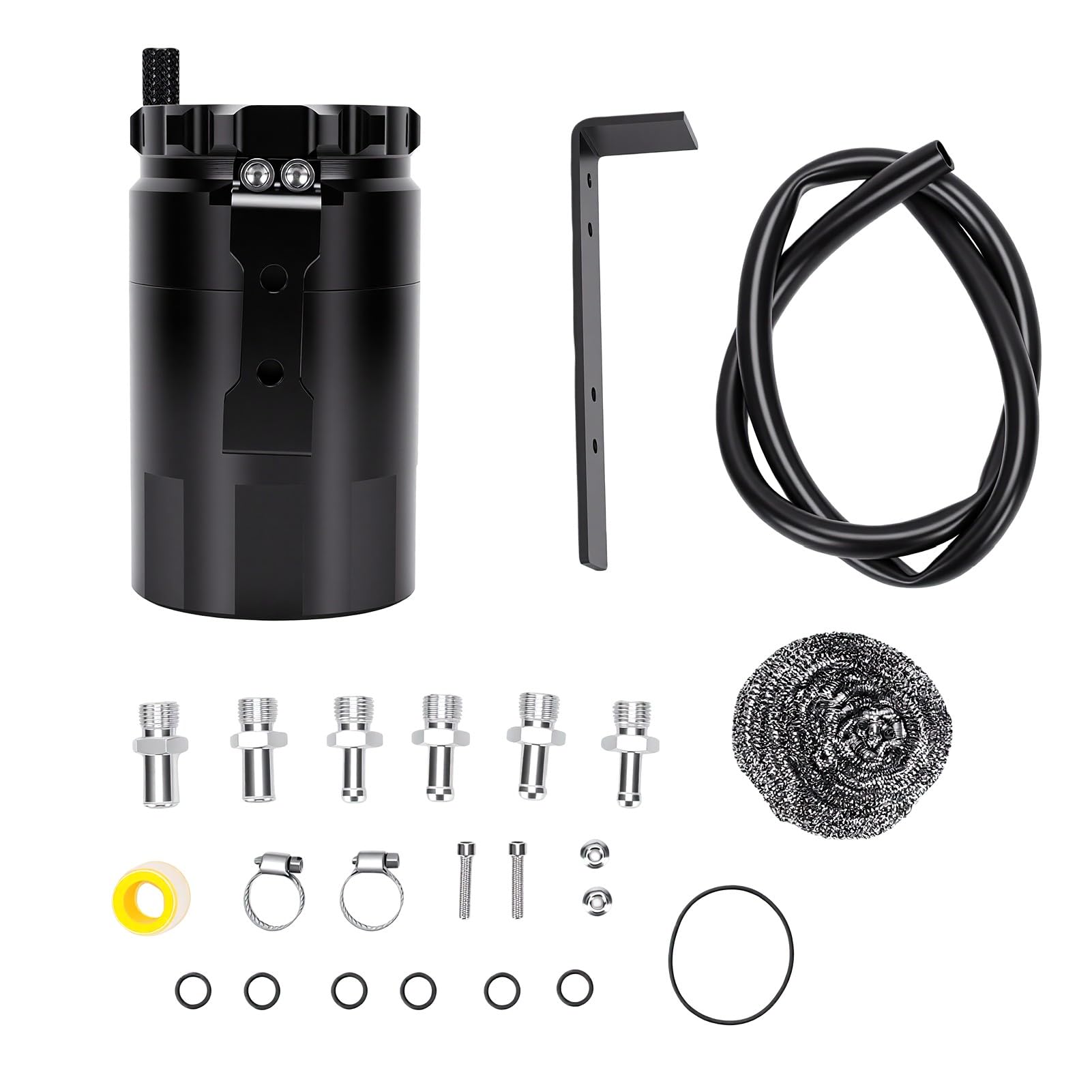 Tbest Serbatoio Recupero Olio, Separatore Olio Motore 300 Ml Lega di Alluminio con Deflettore Rimovibile Astina e Lana D Acciaio for la Maggior Parte dei Veicoli