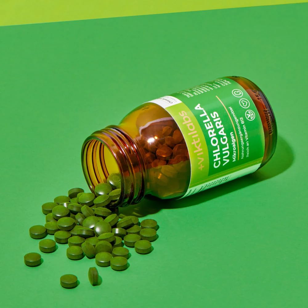 Chlorella Vulgaris - natürliche Mikroalgen - hochdosiert - 300 mg Chlorella pro Pressling - 10 Presslinge pro Tag - 300 vegane - ohne Zusatzstoffe