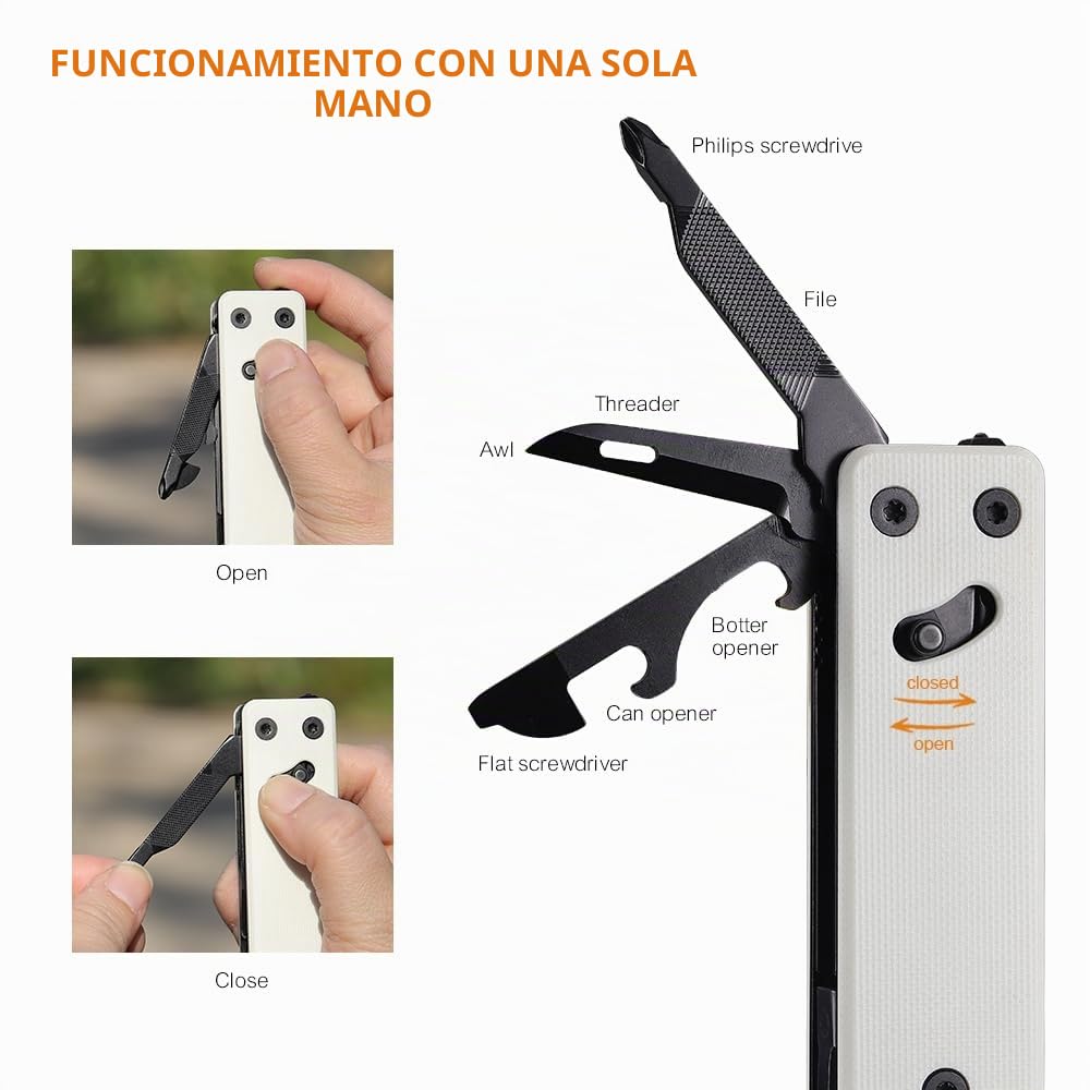 ROXON KS2E NOIR BLANC - Navaja multifuncional con tijeras grandes