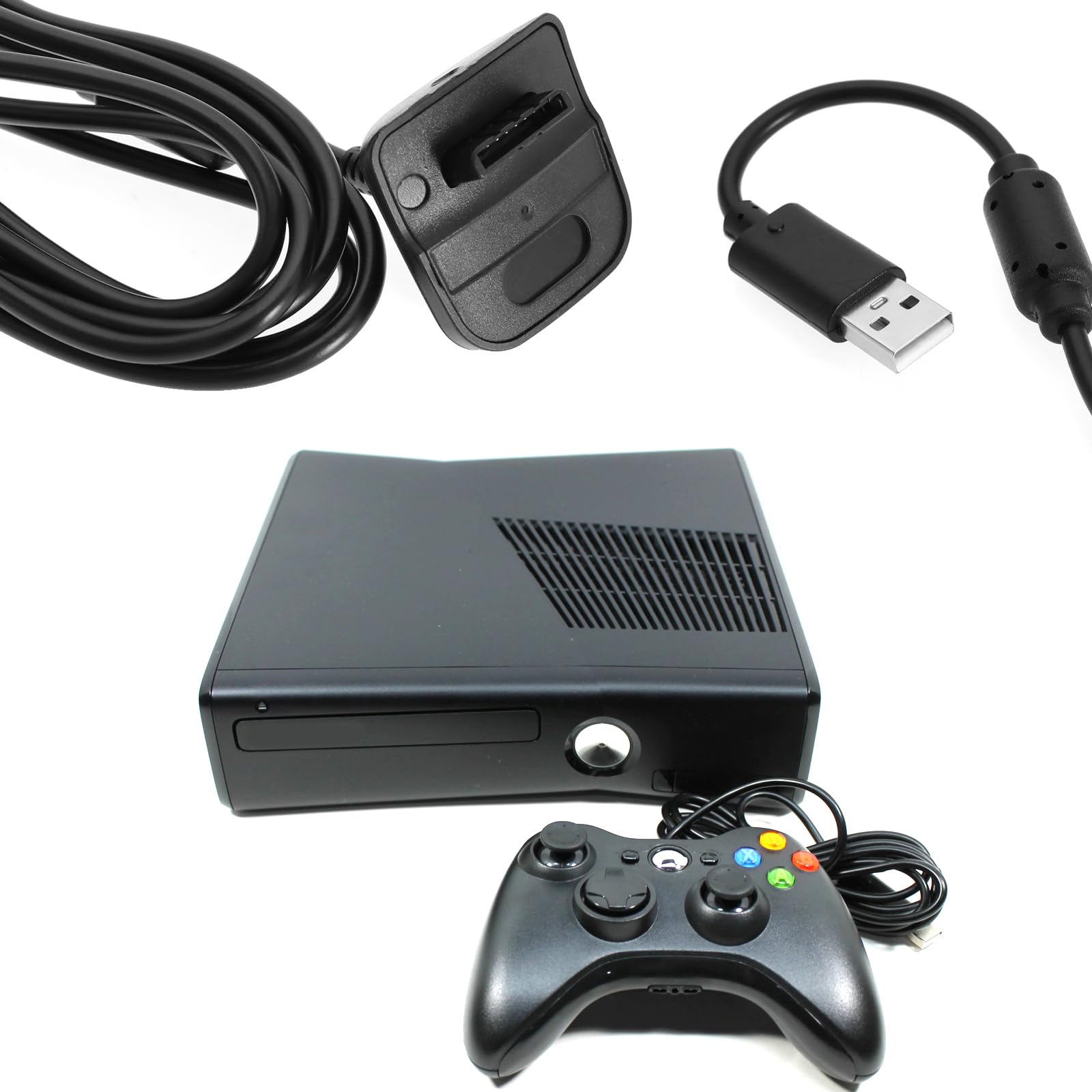 Create idea 2 cavi di ricarica USB di ricambio compatibili con Xbox 360/360 Slim Controller Caricabatterie Accessori Nero