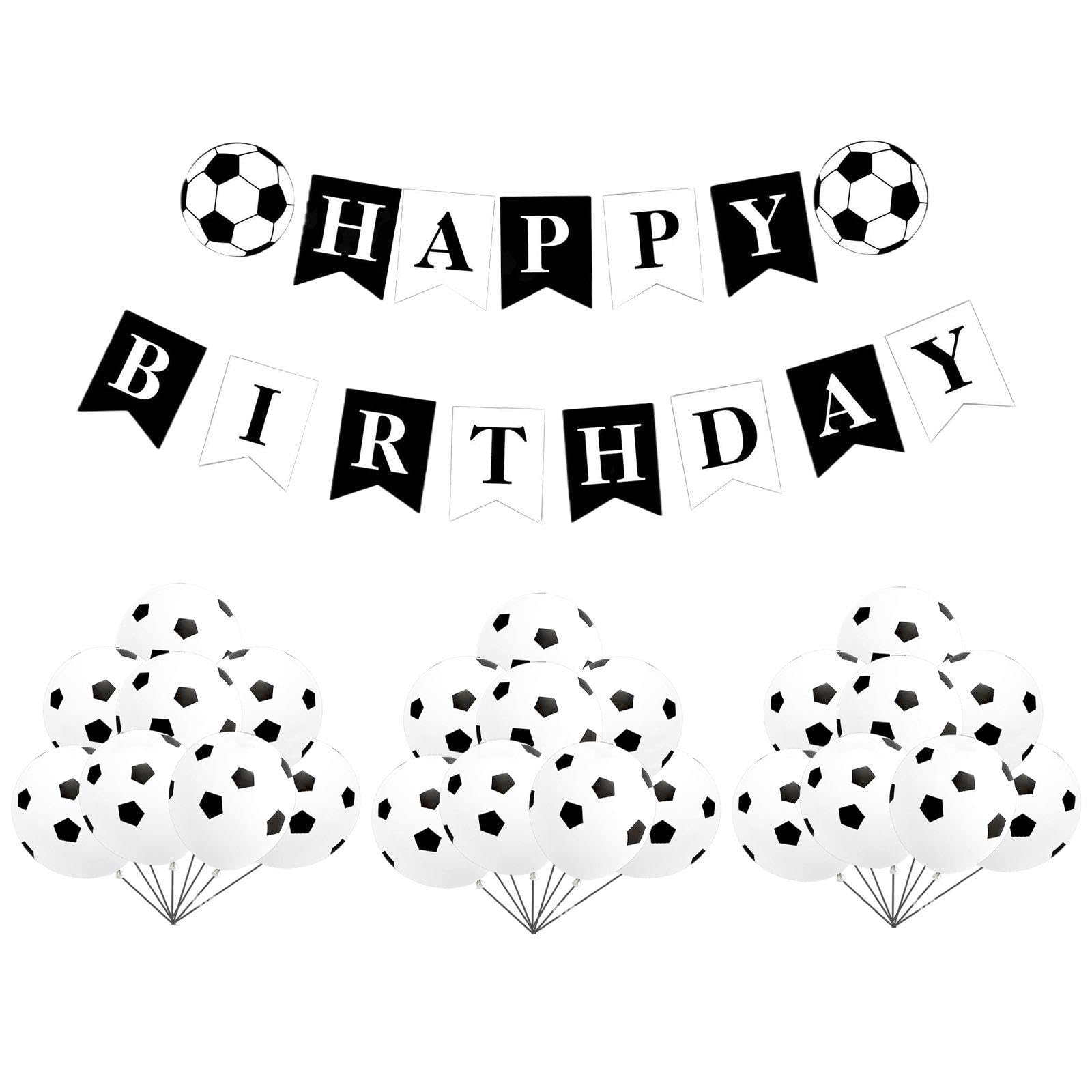 Nidhfg Black And White 24 Pieces Of Football Balloons And 1 Piece Of Football Pulling Flag, Football Party Supplies, Party Decorations, Venue Decorations.