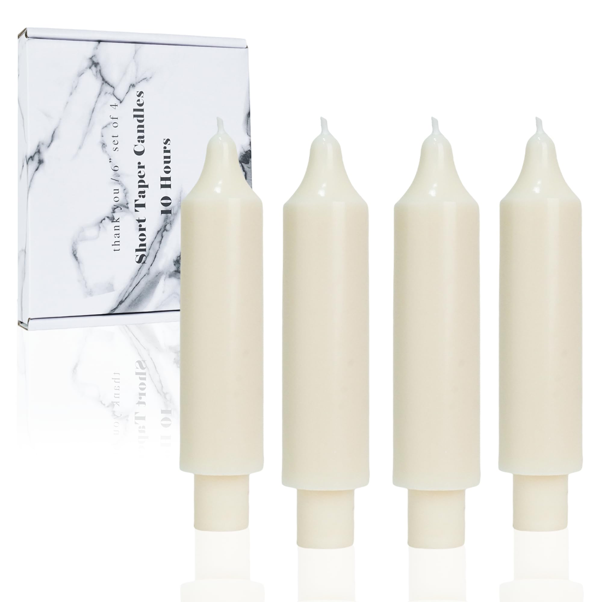 LPUSA Candlesticks Short Taper Candle Ivory Candle Sticks Dripless Tapered Candles for Christmas Home Decor 6 inch Set of 4,Ivory New