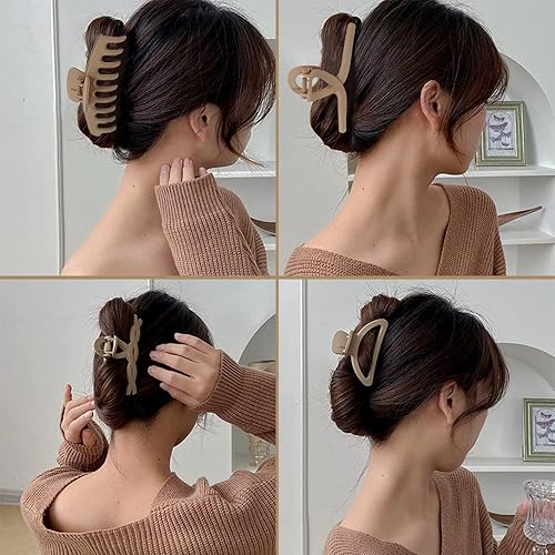 Miniatura 3 de Pinzas para el cabello grueso y fino, 8 estilos medianos, grandes, café, negro, accesorios para el cabello de mujer, rectangular, plátano,