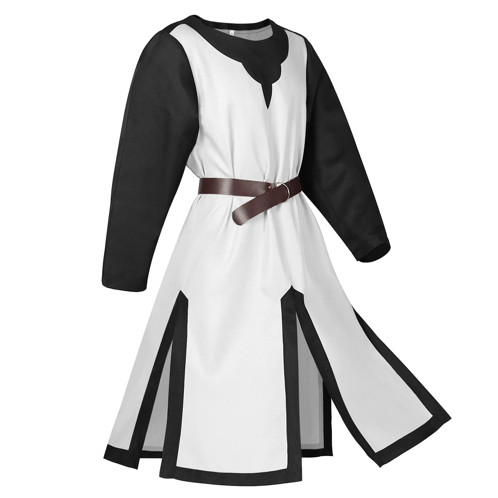 Caxndycing Men's Medieval Tunic LARP Knight Shirt Skirt Robe Cosplay Costume Halloween Party Medieval Costume Viking Renaissance — image 1