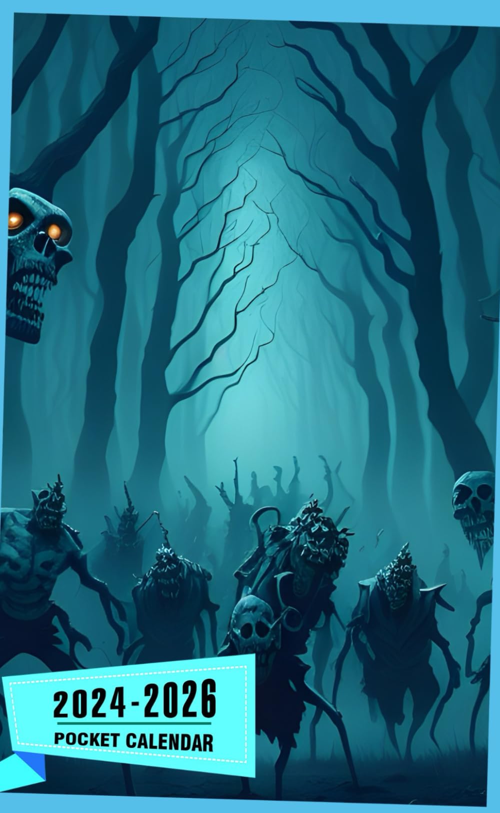 Pocket Calendar 2024 - 2026 With Moon Phase: Three-Year Monthly Planner for Purse , 36 Months from January 2024 to December 2026 | Scary forest | Zombies