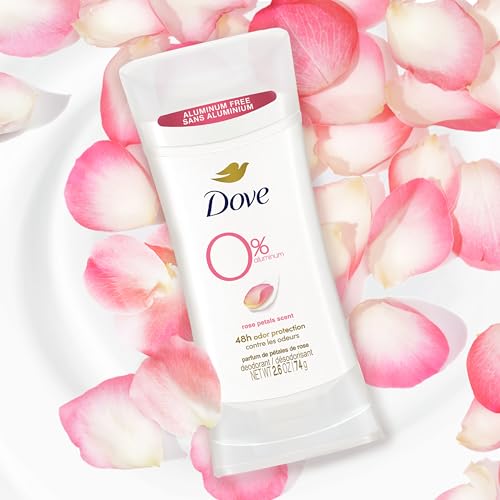 Image of Dove 0% Aluminum Deodorant Stick Non irritating for Underarm Care Rose Petals Kindest, 2.6 Oz