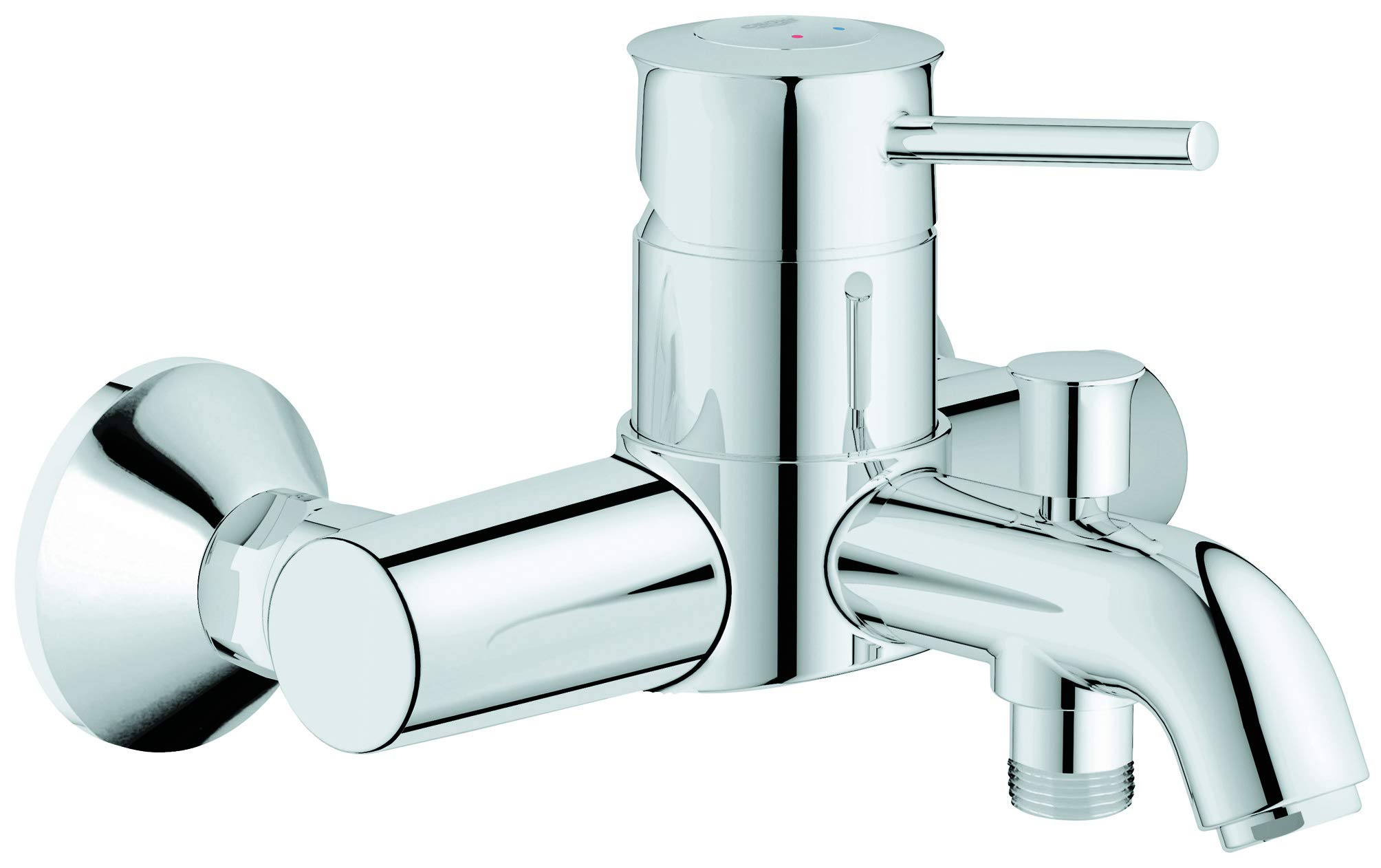 GROHE QuickFix Start Classic, Grifo de ducha o bañera monomando (montaje en pared y salida inferior, inversor automático, menor consumo de agua, instalación con QuickSpanner incluída), cromo, 23787000
