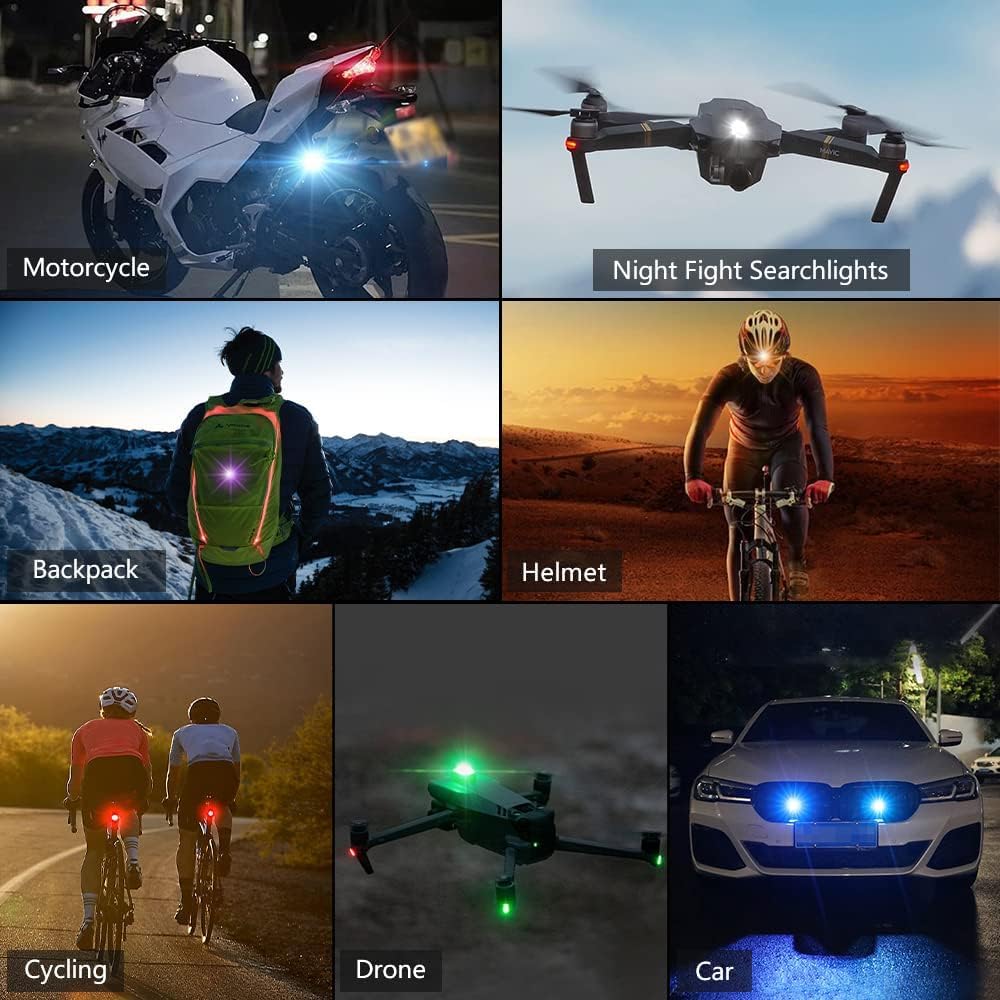 10 Piezas De Luces De Bicicleta Eléctrica Luces Traseras De Bicicleta De Montaña Luces De Advertencia Intermitentes Luces De Motocicleta De Siete Colores Luces De Avión Modificadas