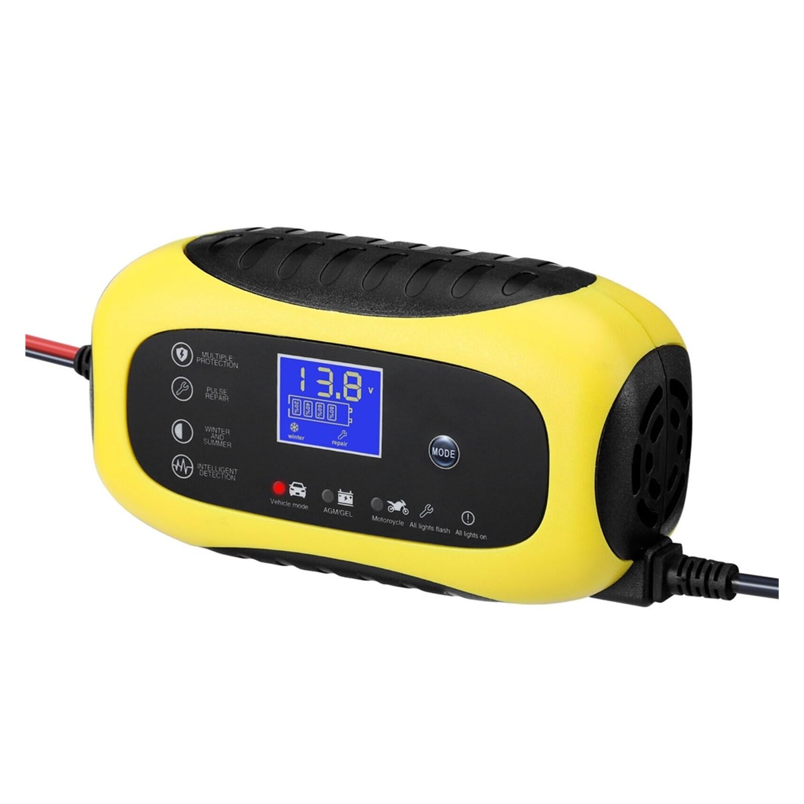 Przenośna Ładowarka Samochodowa Z Wyświetlaczem LCD Pulse Repair Charger 12V 6A Do Motocykli Samochodów Motocyklowych Precyzyjne łAdowanie
