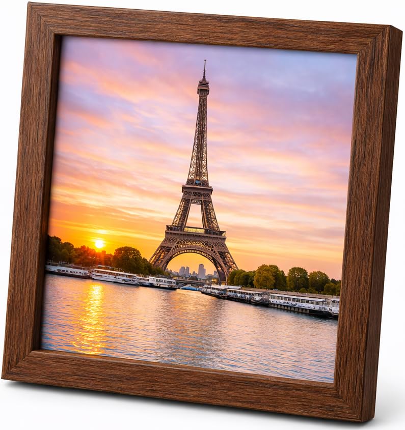 Abio Bilderrahmen 20x25cm Braun MDF Acrylglas Fotorahmen Frame Posterrahmen für Fotos Bilder Poster Rustikal Vintage Retro