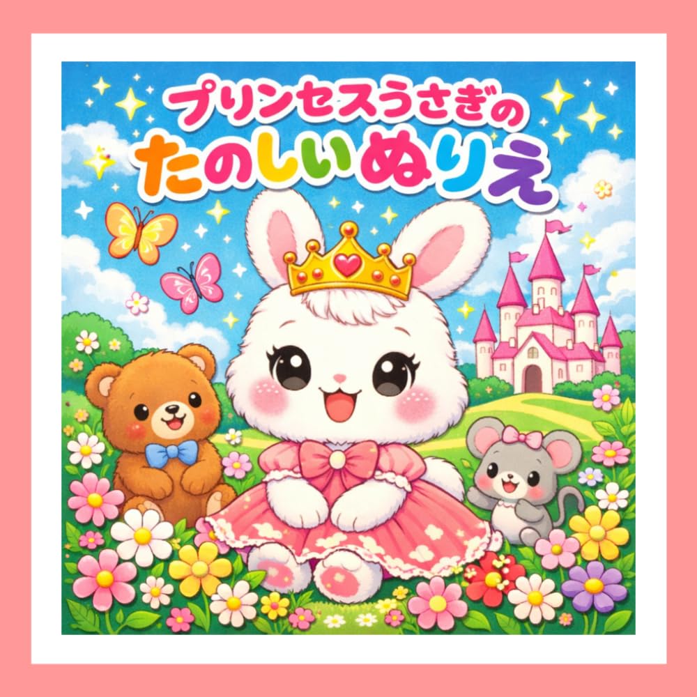 プリンセスうさぎのたのしいぬりえ: かわいいプリンセスうさぎのぬりえ40まい