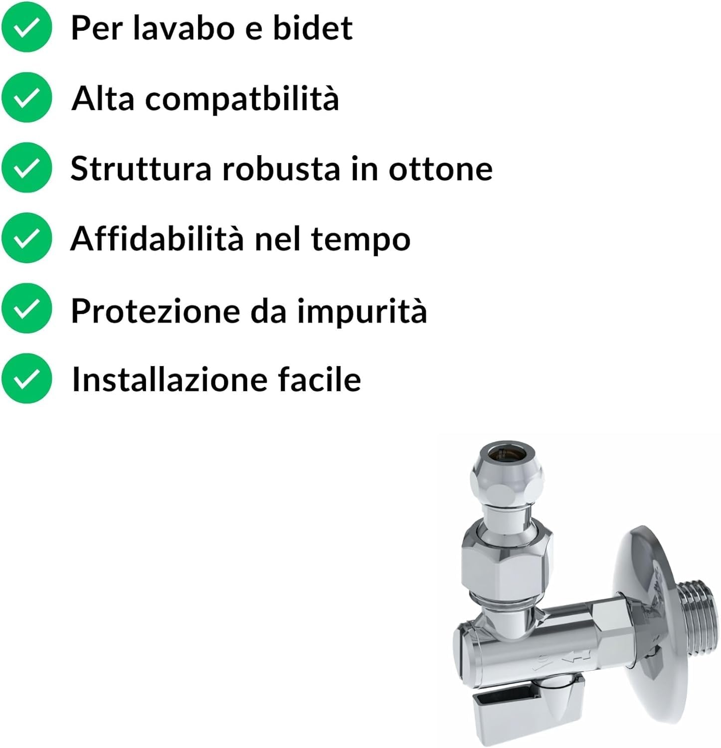 Rubinetto Sottolavabo a Sfera 1/2" x 3/8" con Filtro integrato e snodo| Ottone Nichelato CW617N | Ideale per Lavabo e Bidet bagno | Controllo acqua Calda e fredda | Leva in Metallo - 3