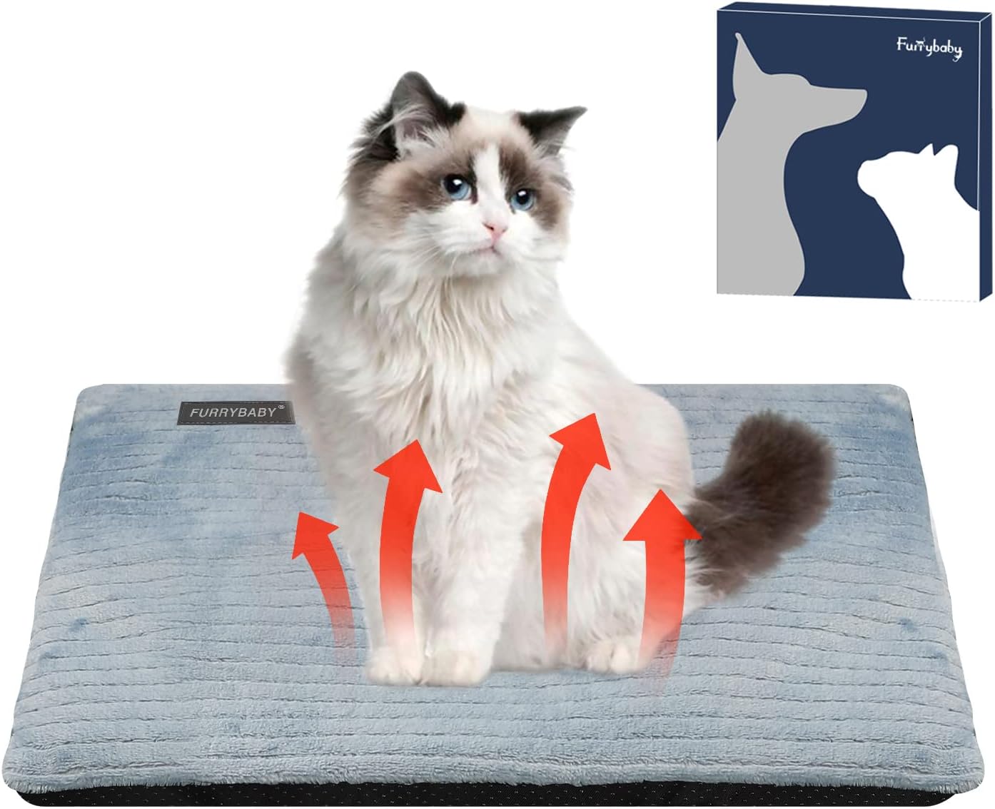 furrybaby Dog Crate Mat, Kennel Pad Cat Self Heating Pad with Removable Cover, Non