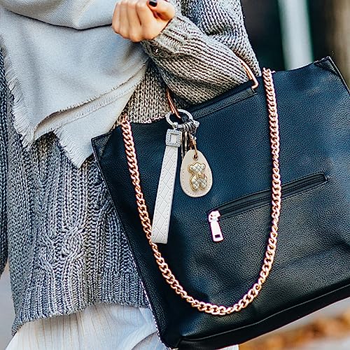 Image of OHKYOOT Leather Wristlet Keychain,Wrist Keychain Car Key Chain with 5 Key Ring and Anti-Lost D Ring