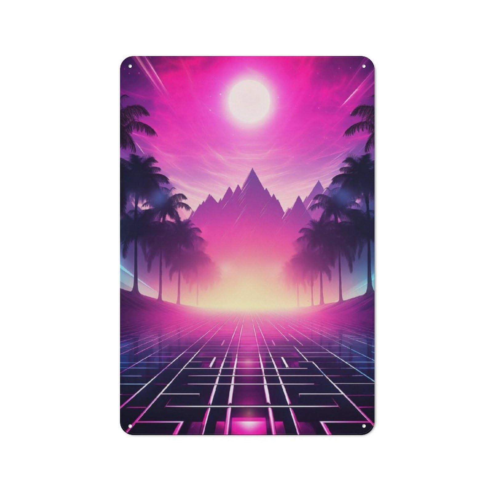 Junmoney Synthwave Sunset Whispers Retro Metal Sign 30X20cm For Garden Room Or Summerhouse, A Decorative Christmas Gift For Summerhouse Decorators