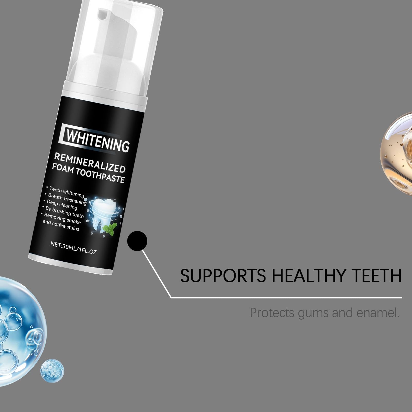 Schiuma sbiancante for i denti - Igiene orale delicata con pressa schiarente, uso quotidiano for un sorriso splendente, bottiglia facile da spremere(1pcs)