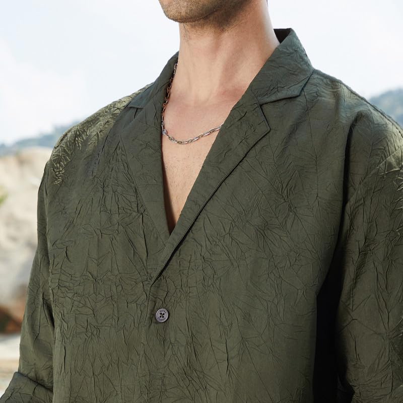 Image of CAHOOT Men's Oversized Shirt Casual Wear | Lapel Collar | Long Sleeve | Button Closure | Oversized Shirt Crafted with Comfort Fit for Everyday Wear