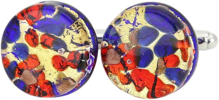 Glass Of Venice Murano Glass Venetian Classic Round Cufflinks - Blue Red