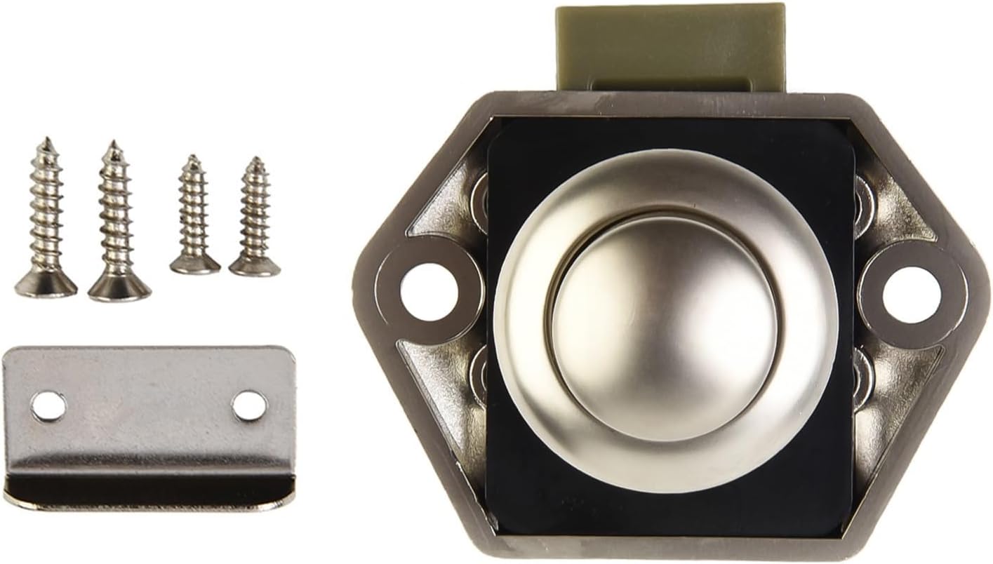 20mm Diameter Push-to-Open Cam Latch Cabinets, Drawers & RVs – Zinc Alloy and Door Catch Compatible with 15–27mm Thickness, Brown/Chrome/White/Nickel Finish(5200-PN)