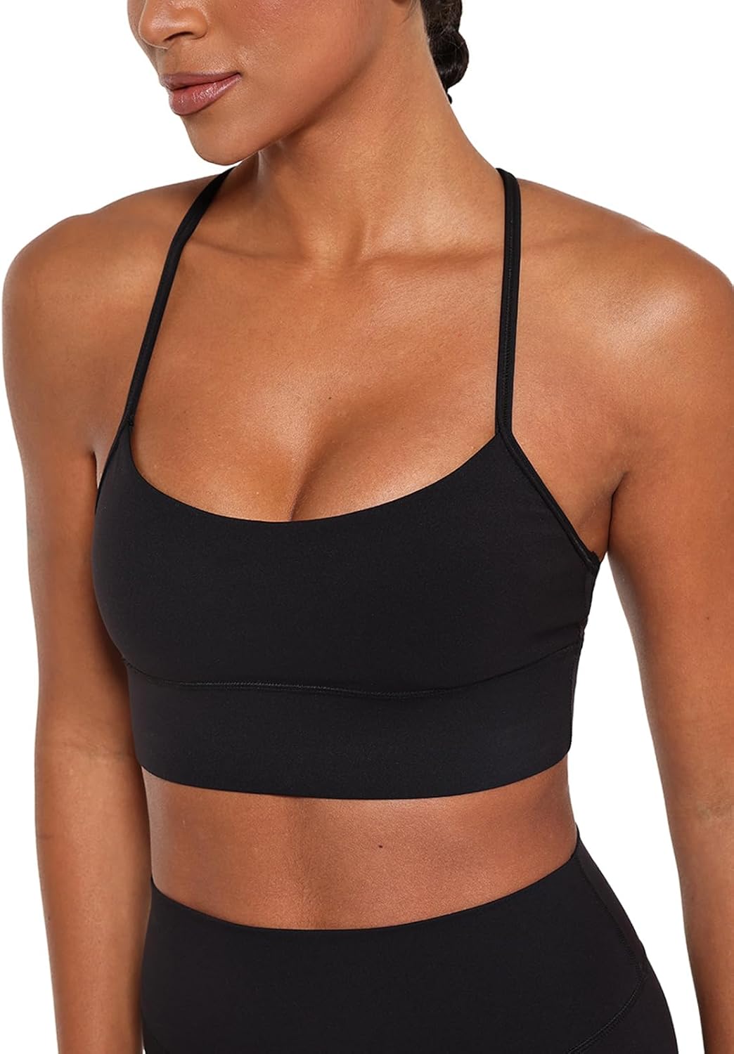 Ukaste Women's Studio Essential Spaghetti Y-Back Sports Bra Low Impact Yoga Workout Bra Tops