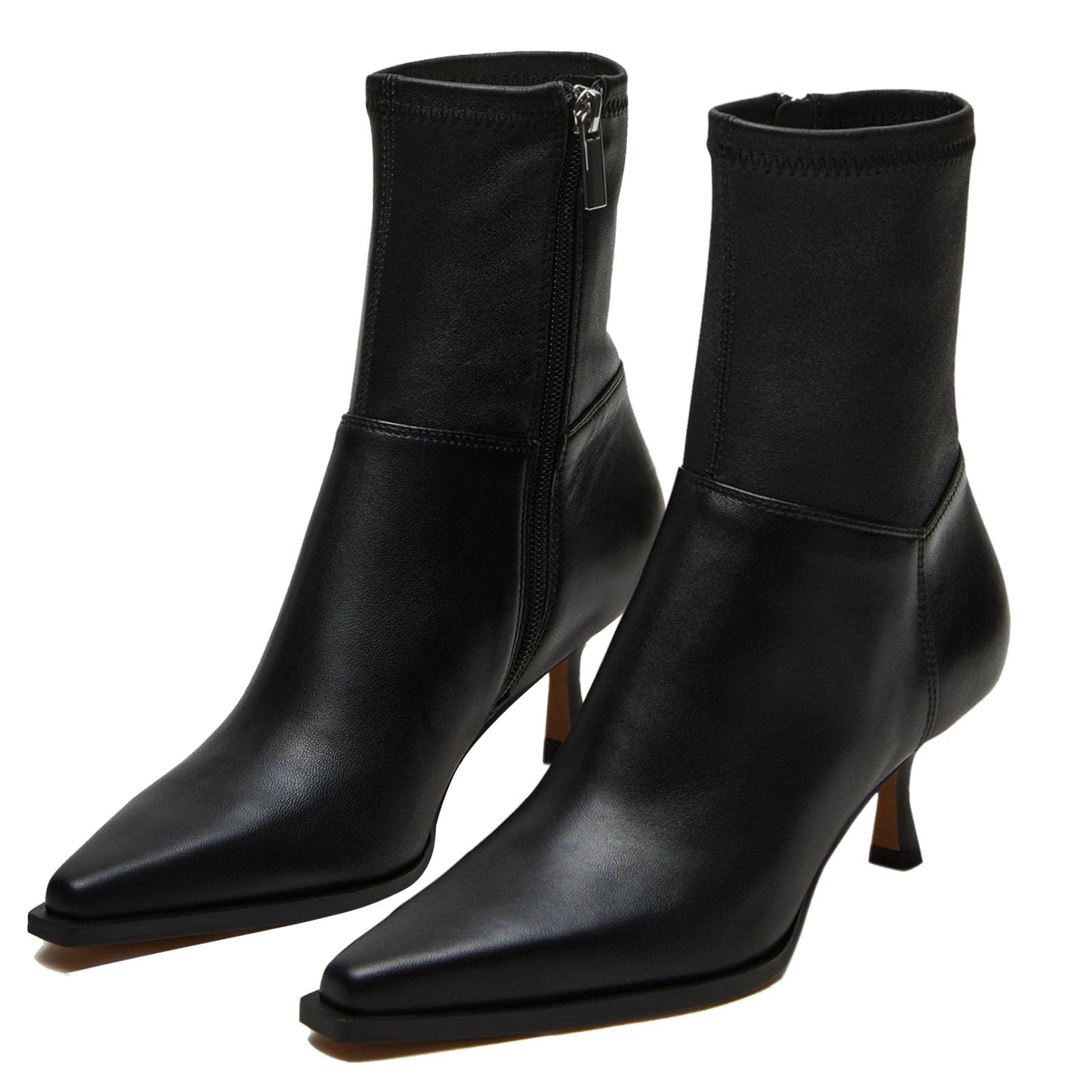 Photo 1 of [SIMILAR ITEM NOT AS STOCK] SOVANYOU Pointed Toe Booties for Women with Heel Black Short Boots Side Zipper Kitten Heel Dress Ankle Boots