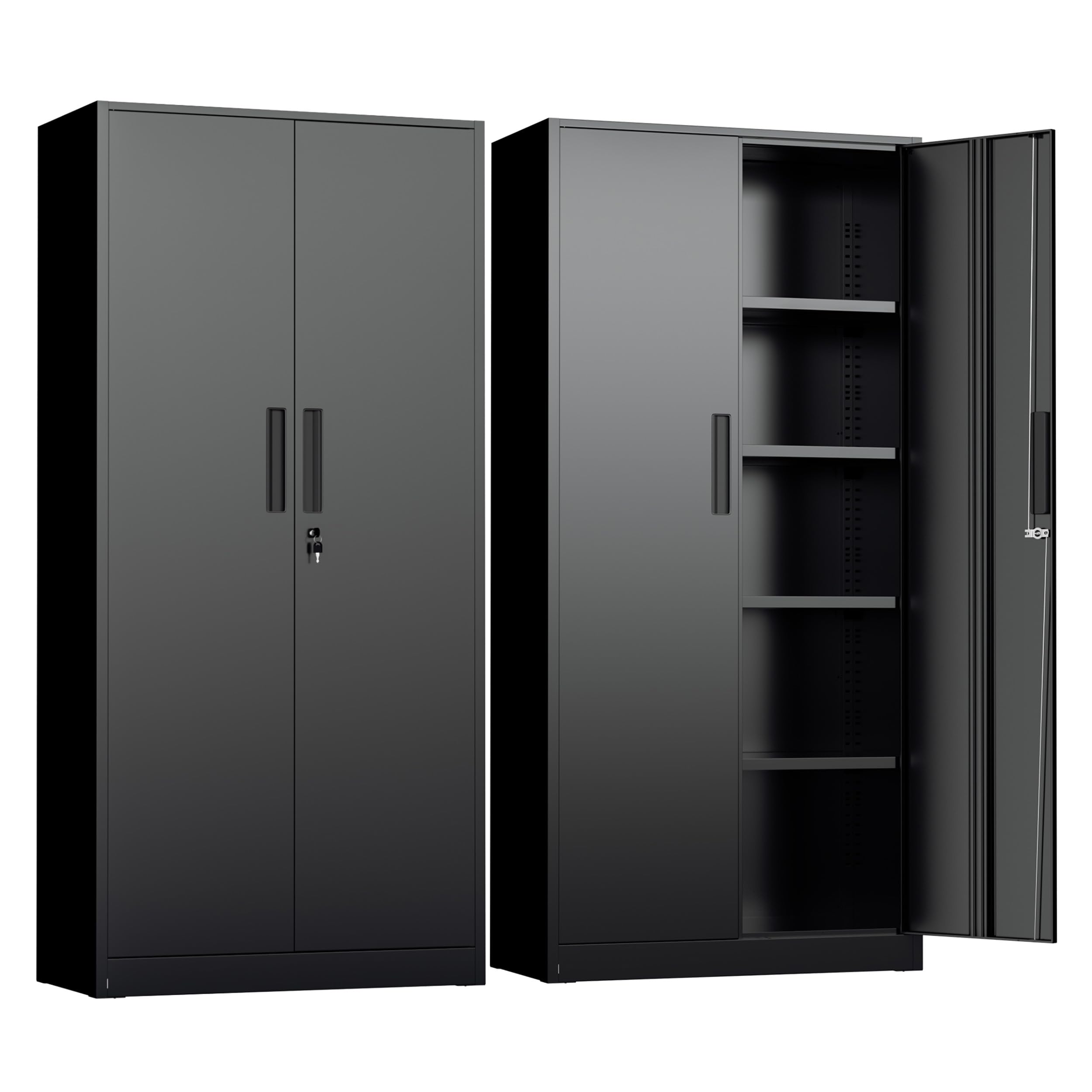 INTERGREAT Metal Storage Cabinet with Lock, 72" H Lockable Metal Storage Cabinet with Locking Doors, Steel Storage Lockers with Adjustable Shelves for Office, Home, Garage, Gym, School (Black)
