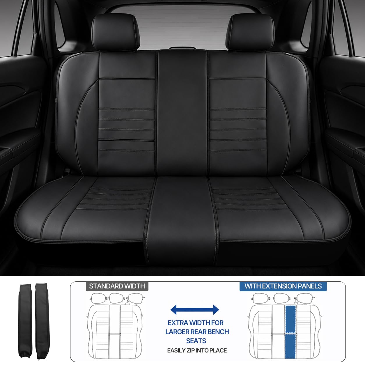 AUTOYOUTH Housse de banquette arrière universelle avec rallonges amovibles