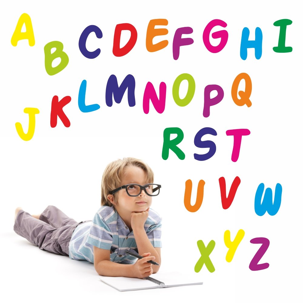 Kiwistar Alphabet-Wandsticker Mit Bunten Texturen – 26 Buchstaben, 2 Bögen, Ca. 60x40 Cm, Wiederablösbar