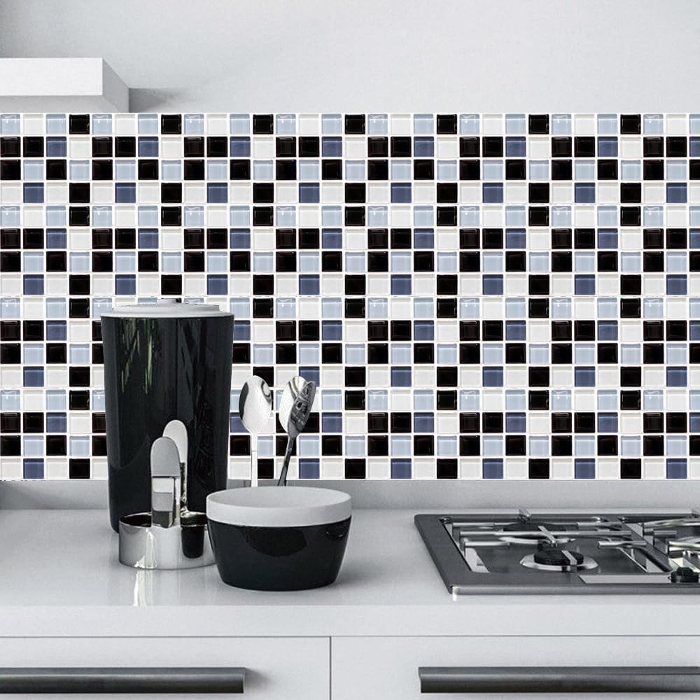 Samoprzylepne naklejki na kafelki ścienne z PVC | Wielokolorowe, 10 sztuk w rozmiarze 10x10, 15x15, 20x20 cm: Dekoracja ścienna w łazience i kuchni(10 Pcs/20x20cm)