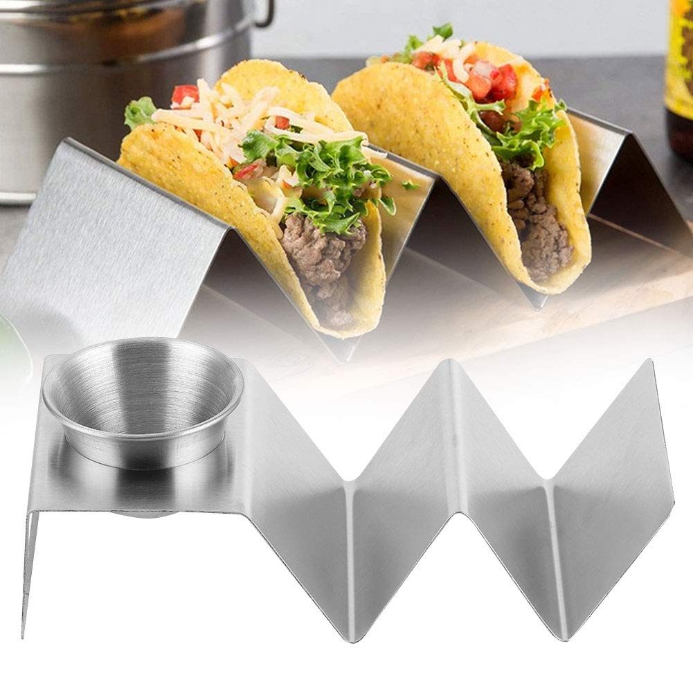 Jwthee Taco Holders with Salad Cup Set, Taco Holder Taco Stand Rack Tray Taco Stands Taco Tray Stainless Steel Taco Holder Pancake Stand Rack Taco Tray Plates