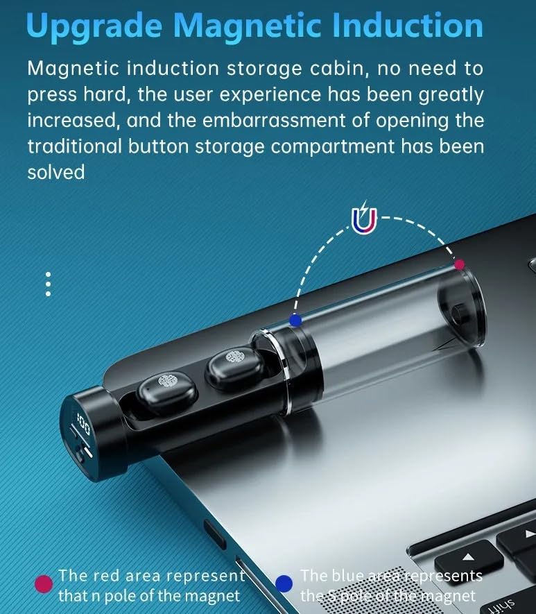 Diagram illustrating the magnetic induction feature of the earbud charging case