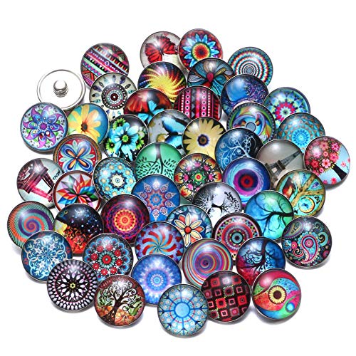 20 PCS Snap Jewelry Charms 18mm Interchangeable Jewelry Snap Charms,Snap Charms for Snap Jewelry Necklace Bracelet,Glass Snap Buttons Jewelry
