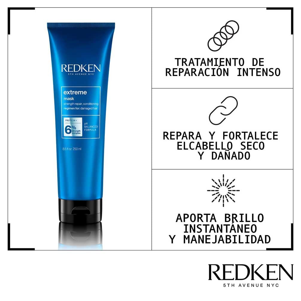 Redken | Mascarilla Reparadora con Proteínas para Cabello Dañado, Extreme, Formato 250 ml