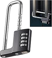 Vista 1 de Candado en forma de U de acero inoxidable, cerradura de combinación con grillete largo ajustable para exteriores, escuela, gimnasio, taquillas