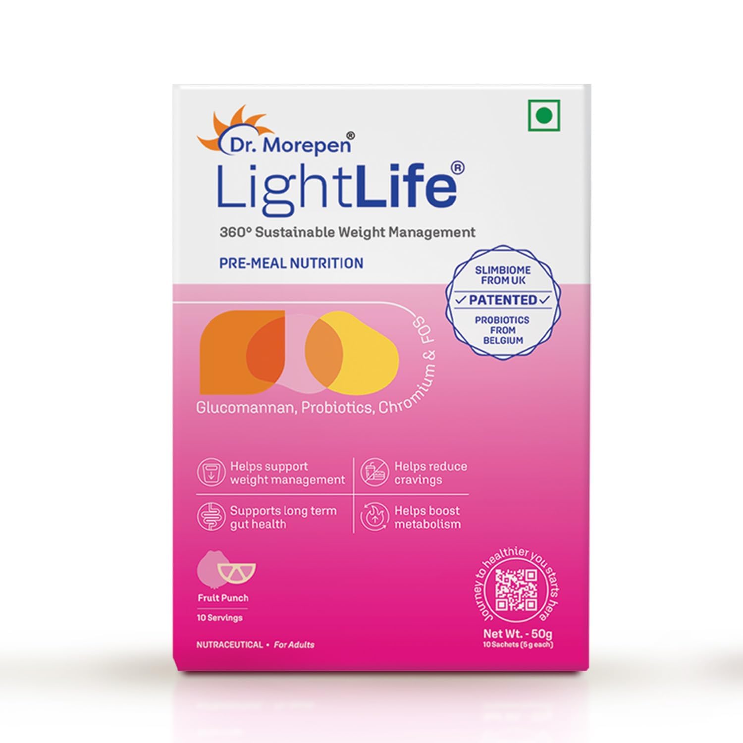 Dr. Morepen LightLife Pre-Meal Nutrition Mix | Controls Appetite & Reduces Cravings | For Men & Women | 10 Sachets | Flavor-Fruit Punch-picture-21