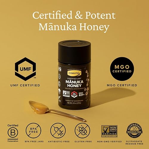 Miniatura 8 de Comvita Miel de manuka cruda certificada UMF 20 MGO 829 con certificación UMF 20 MGO 829 Superalimento sin OMG de grado ultra premium 88 onzas