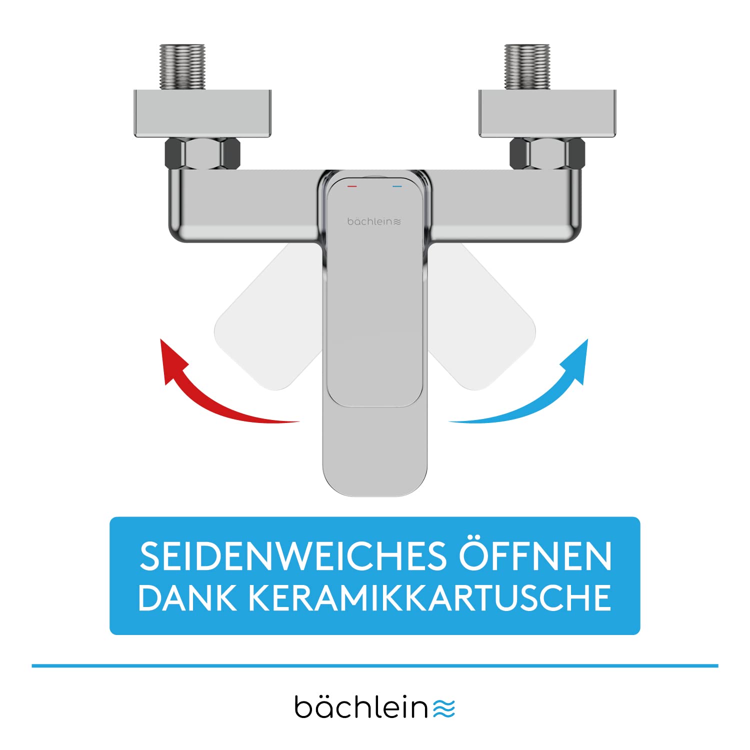 Bächlein Universal Badewannenarmatur Junias in Kantigem Design – Wannenbatterie Komplettset inkl. allem Zubehör – Einhand-Wasserhahn für die Badewanne Chrom – eckig