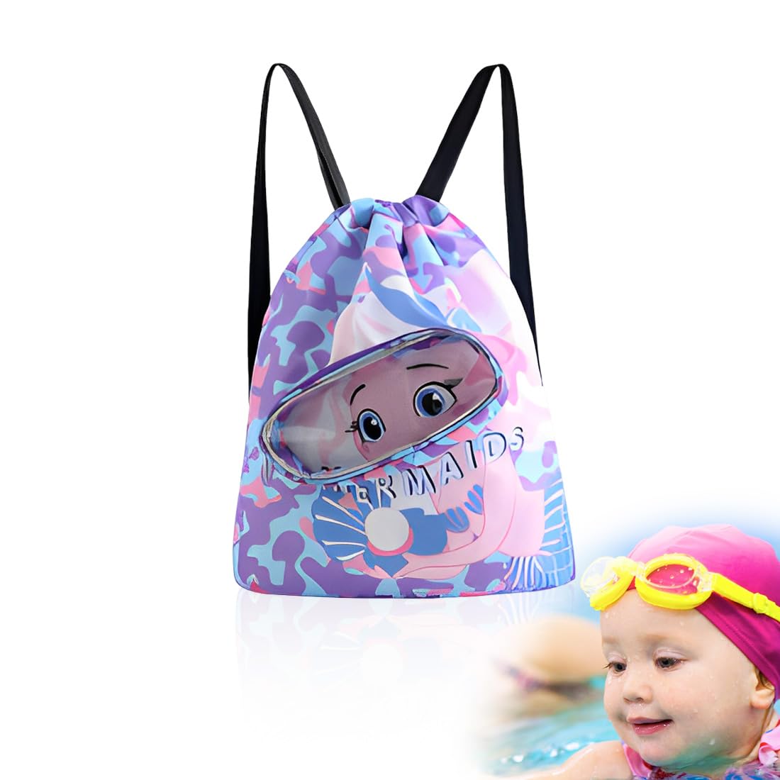 KIKIGOAL Sac De Sport Étanche - Sac De Natation Polyvalent Pour Piscine/ Plage/Gym - Cordon De Serrage - Homme & Femme - Bleu Marine- D