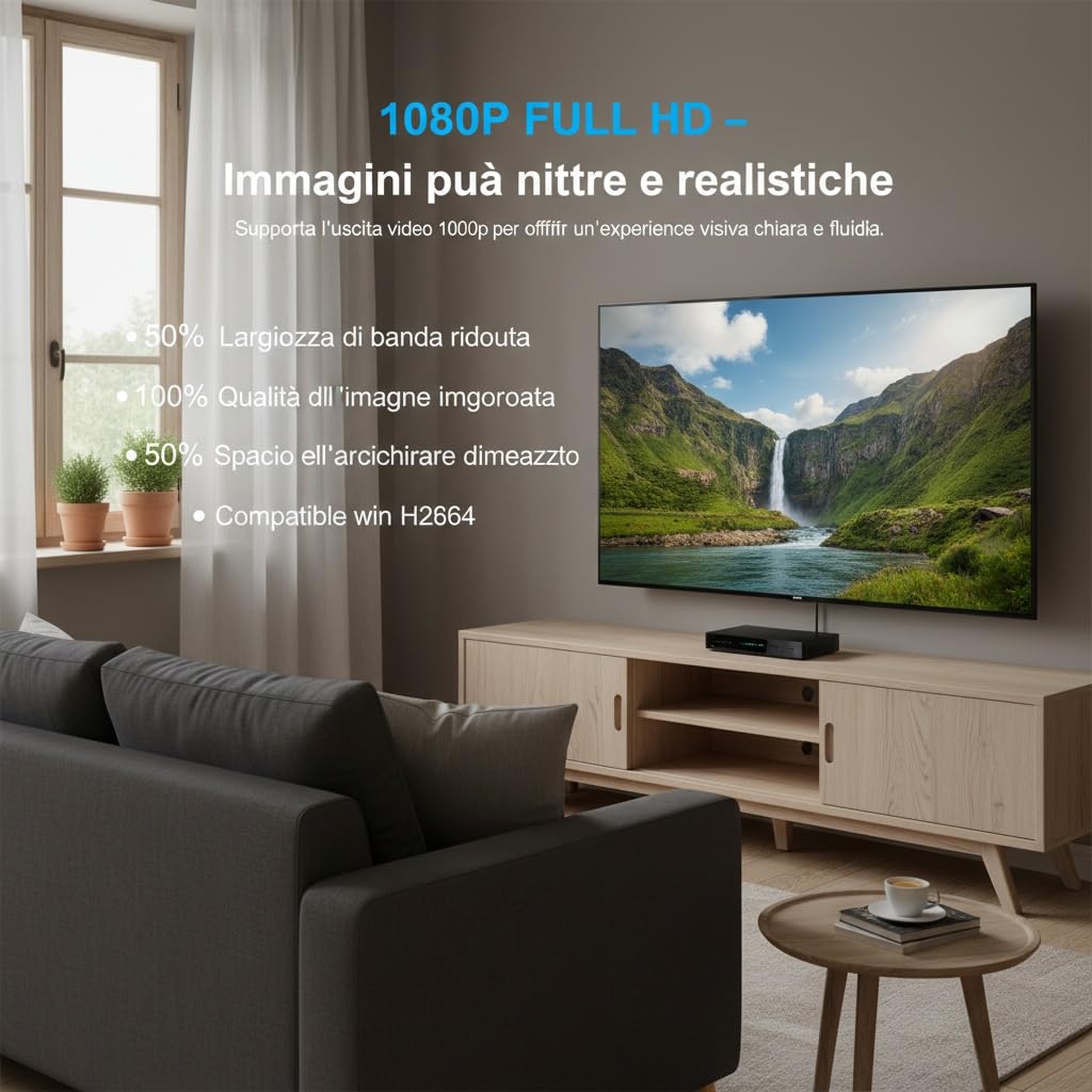 Decoder DVB-T2 Digitale Terrestre 2025, Ricevitore TV Full HD 1080P H.265 HEVC FTA, HDMI/SCART/USB, PVR, Telecomando, Sintonizzazione Automatica Canali, per TV Vecchie e Nuove