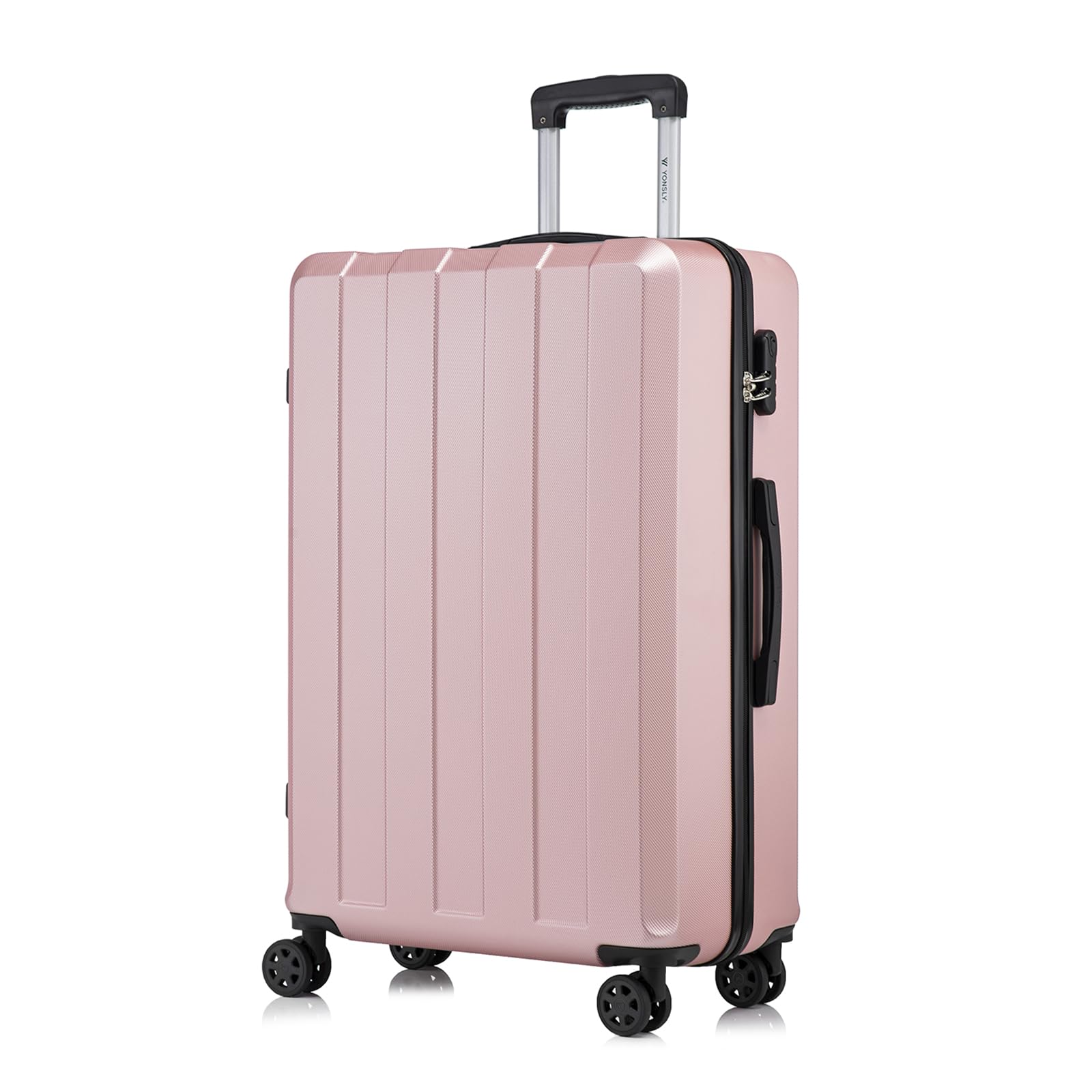 yonsly Koffer Suitcase, Trolley Reisekoffer, Rollkoffer Handgepäck mit 4 Rollen 360°, ABS Hartschalen, Sicherheitsschloss, Weicher Gummigriff, 210D-Futter
