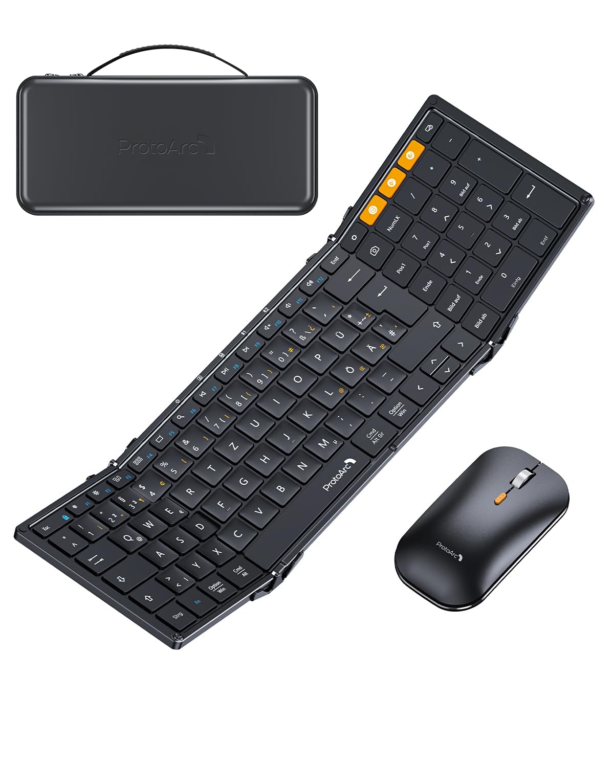 ProtoArc XKM01 Faltbare Bluetooth Tastatur mit Ziffernblock QWERTZ Schwarz