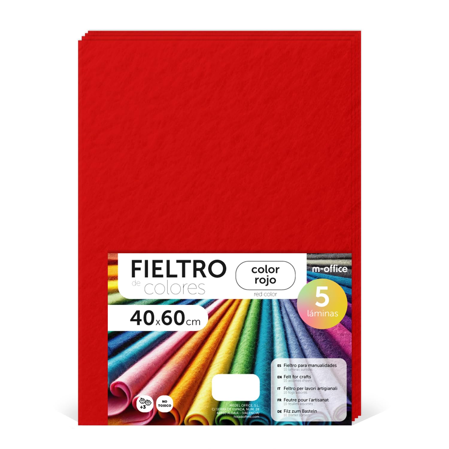 Fieltro para Manualidades, Fieltro de Colores, Suave y Flexible, Material para Costura, Telas Patchwork, Ideal para proyectos DIY, artesanía o decoración, 20x30cm - m-office (rojo, 10 uds) — view 117