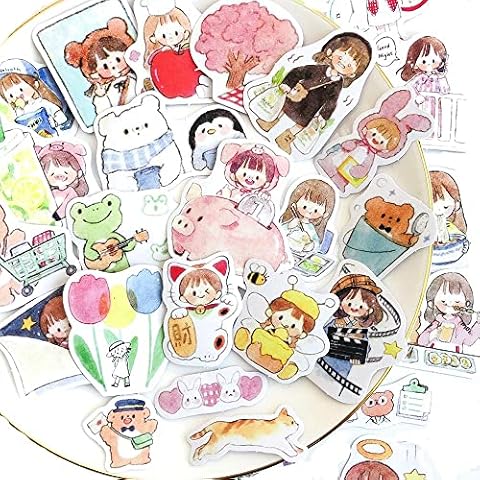 Aldieco 160pcs Cute Scrapbooking Stickers Pack, DIY Kawaii Journaling Supplies Stickers kit,Grils Food Scrapbook Paper Accessories, Washi Paper Stickers (Girl 160pcs) Cover