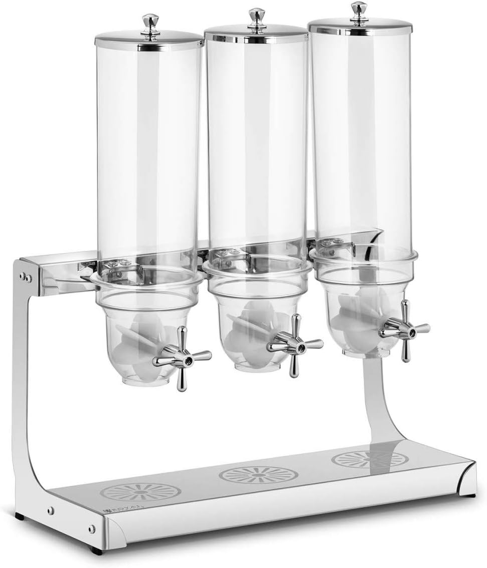 Royal Catering Triple Cereal Dispenser Breakfast Cereals Cornflakes