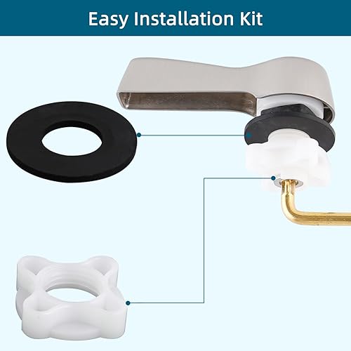 Miniatura 4 de Hygie Rinse Manija de inodoro de metal de repuesto para manija de inodoro, mango de inodoro universal de montaje lateral con cadenas de acero